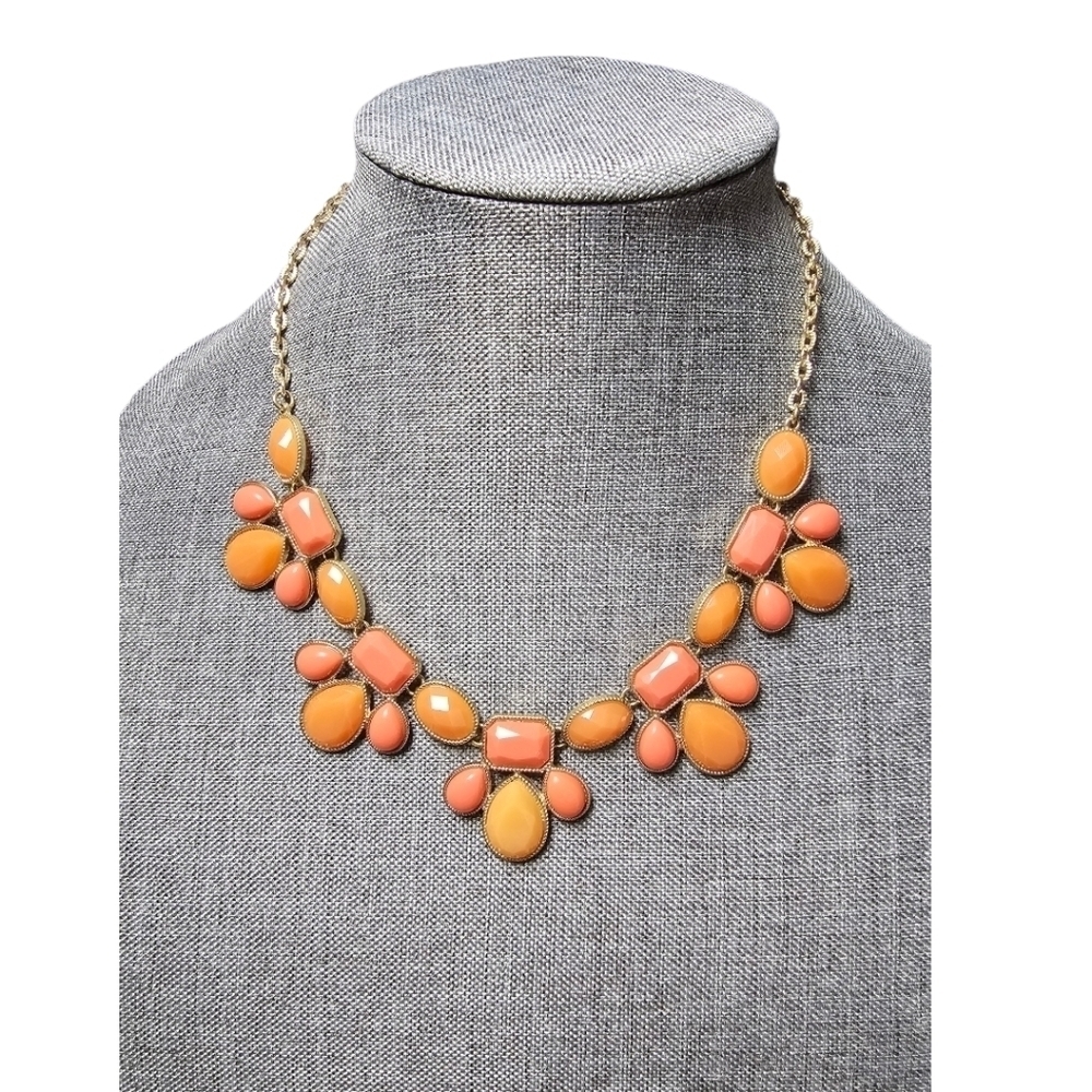 Two-Tone Orange Statement Necklace - image 3